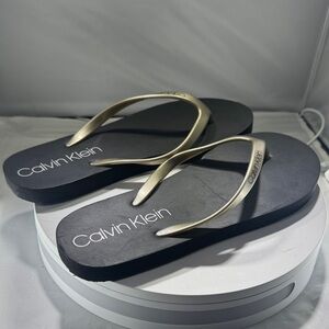 Calvin Klein Women's Sandals in Gold and Black